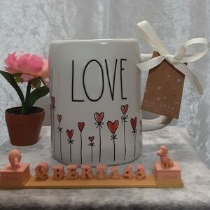 Rae Dunn White Valentine Love Mug N.W.T. Pink And Red Hearts